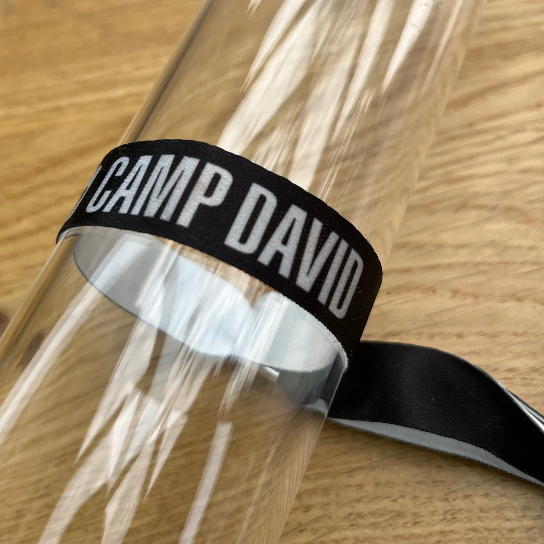 Schwarzes, bedrucktes Stoff-Einlassband DELUXE mit Aluhülse