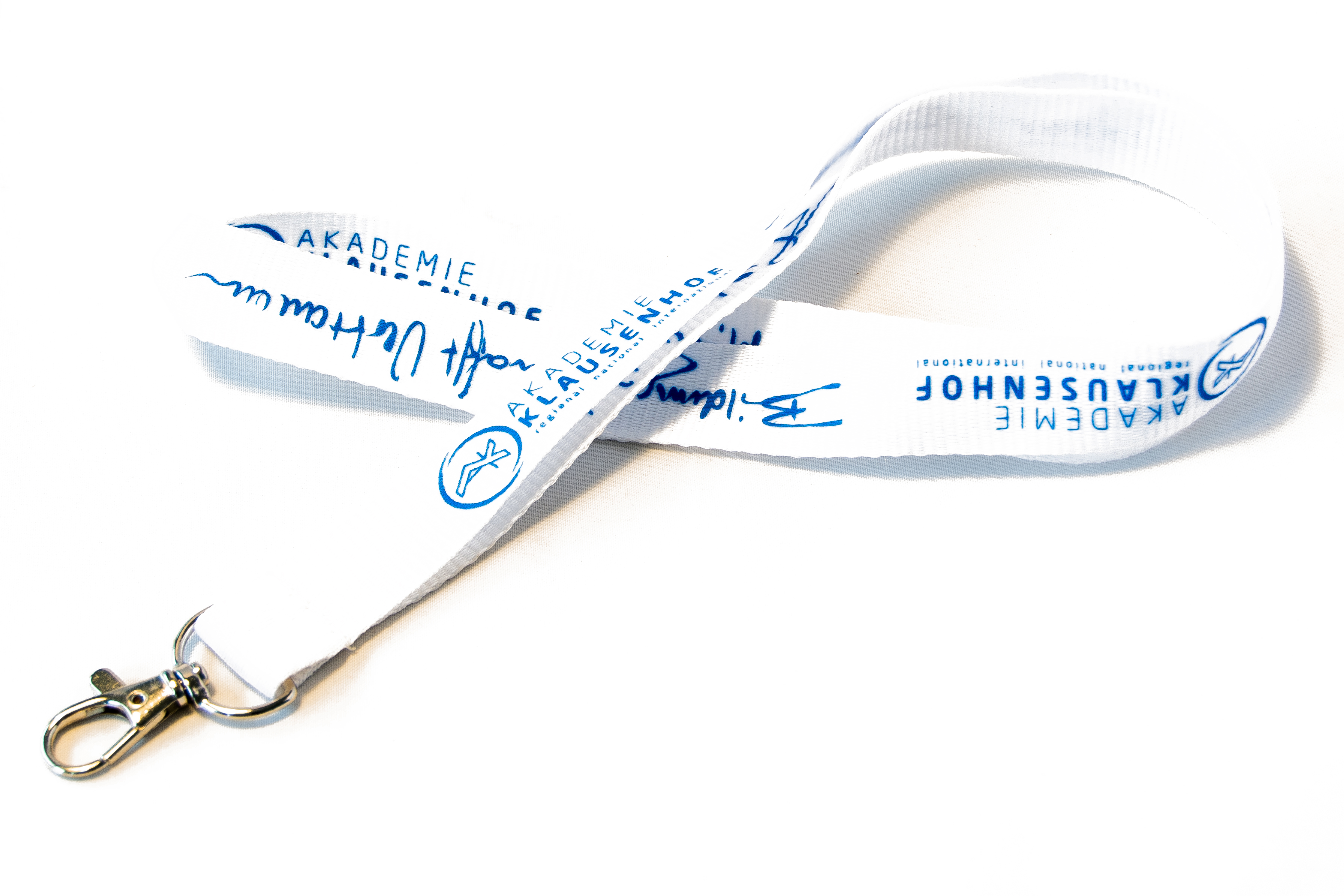 Weißes Polyester-Schlüsselband mit Karabiner