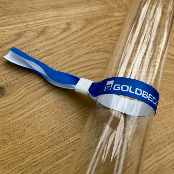 Blaues, bedrucktes Einlassband aus Stoff DELUXE mit Kunststoff-Selbstverschluss